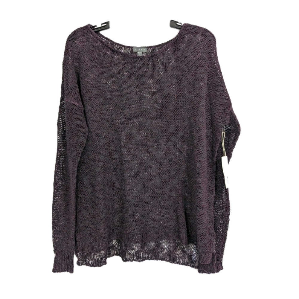 Lilla P Sweater New XL Women Woven Knit Top Long Sleeve Open Weave